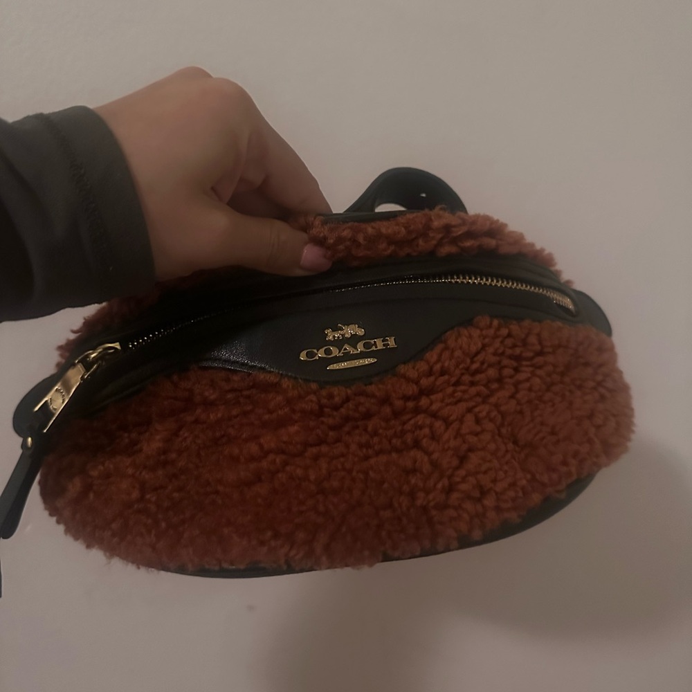 Coach Sherpa Crossbody Bag in Rust and Black